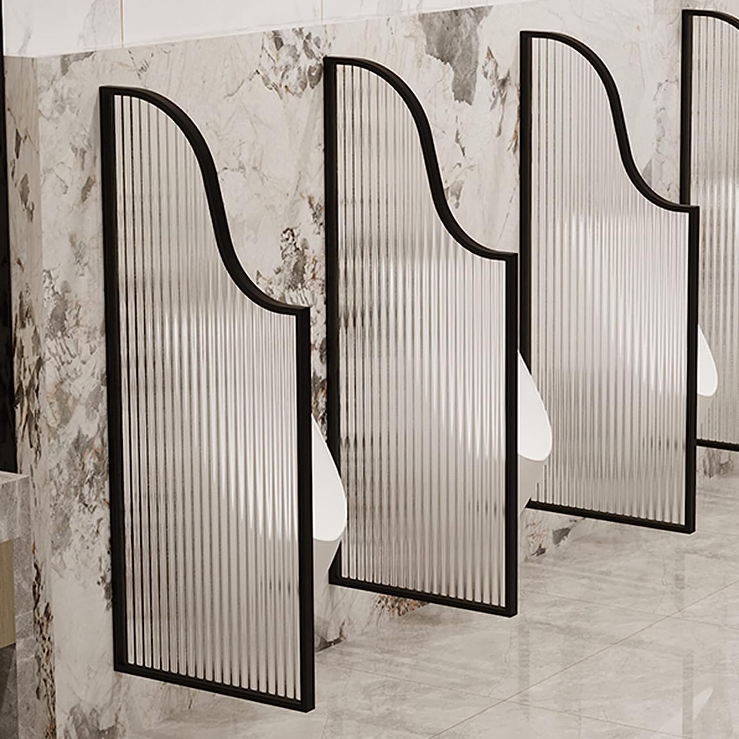 AYCDL Urinal Screen Toilet Partition, Urinal Screen Toilet Partition Wall Mounted Metal Frame Urinal Privacy Screen, Screen Partition Glass Panel