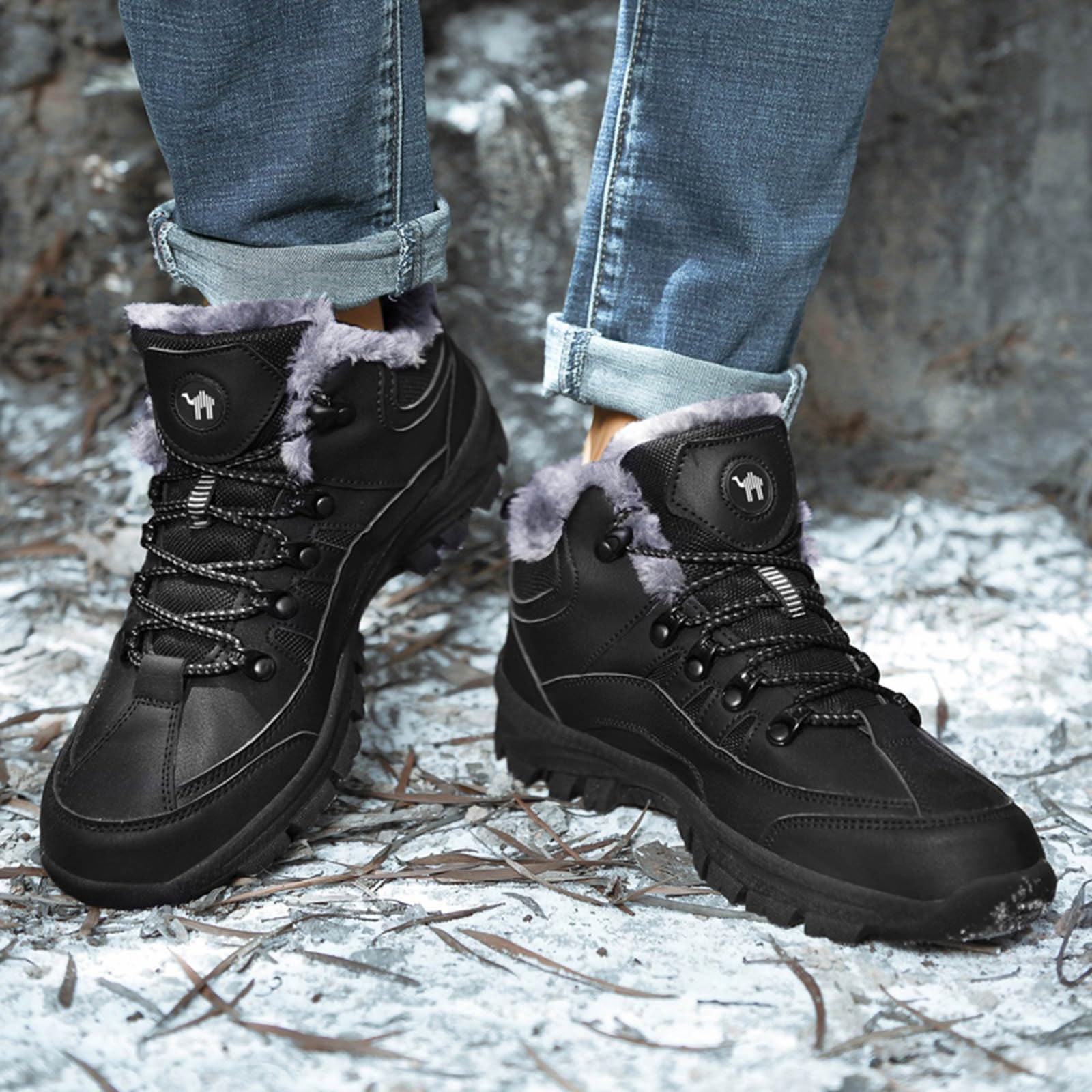 Zapatillas Trekking Hombre Verano Zapatos de Senderismo de algodón con Cordones para Deportes de Ocio de Invierno para Hombre Botas de Nieve Gruesas cálidas y de algodón