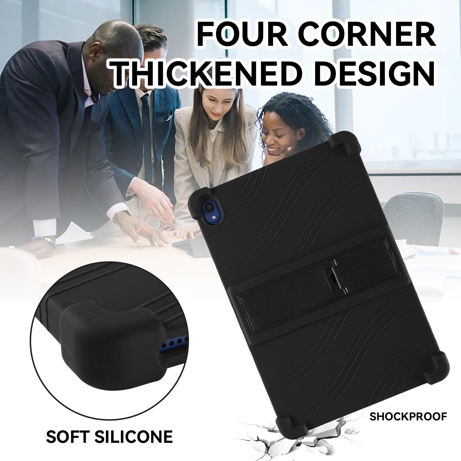 Etui na tablet Walmart ONN 10.1 Gen 4 2024 (model: 100135925), przyjazny dla dzieci miękki silikonowy regulowany stojak pokrowiec na tablet Onn 25.7 cm 2024 model tabletu (czarny)