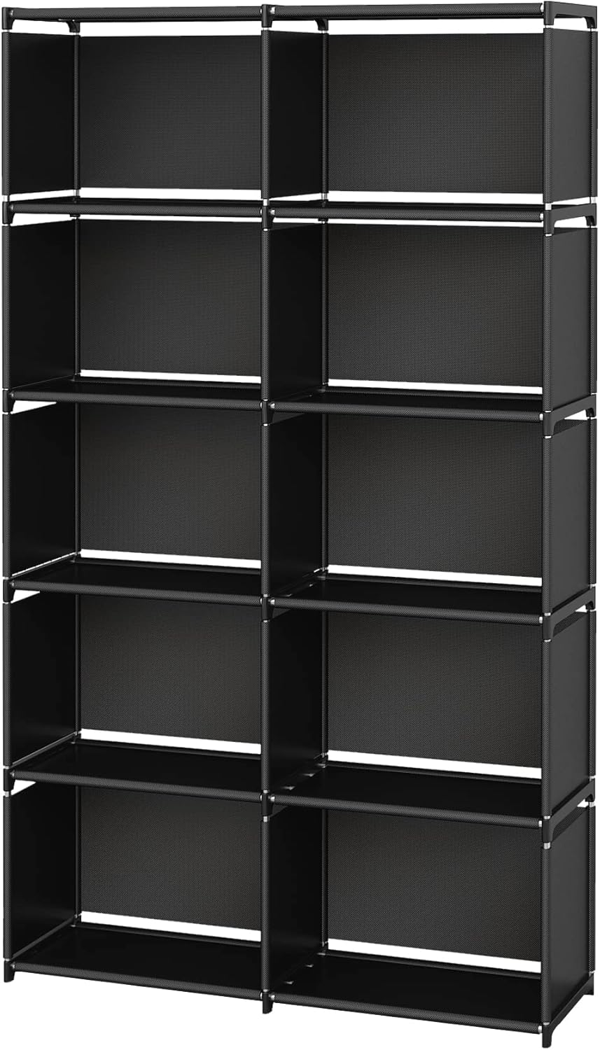 MOYIPIN Bookshelves, Assembled Storage Rack, Bedroom Living Room Vertical Cabinet Bookshelf, Double Row 10-Grid Multi-Functional Storage Equipment (Black) : Everything Else