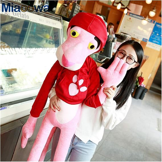 Plush Toys 55-130cm Huge Toys Playing Cute Naughty Pink Panther Plush Stuffed Plush Toy Home Decor Girl Kawaii Gift Color : Red, Height : 130cm