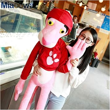 Plush Toys 55-130cm Huge Toys Playing Cute Naughty Pink Panther Plush Stuffed Plush Toy Home Decor Girl Kawaii Gift Color : Red, Height : 130cm