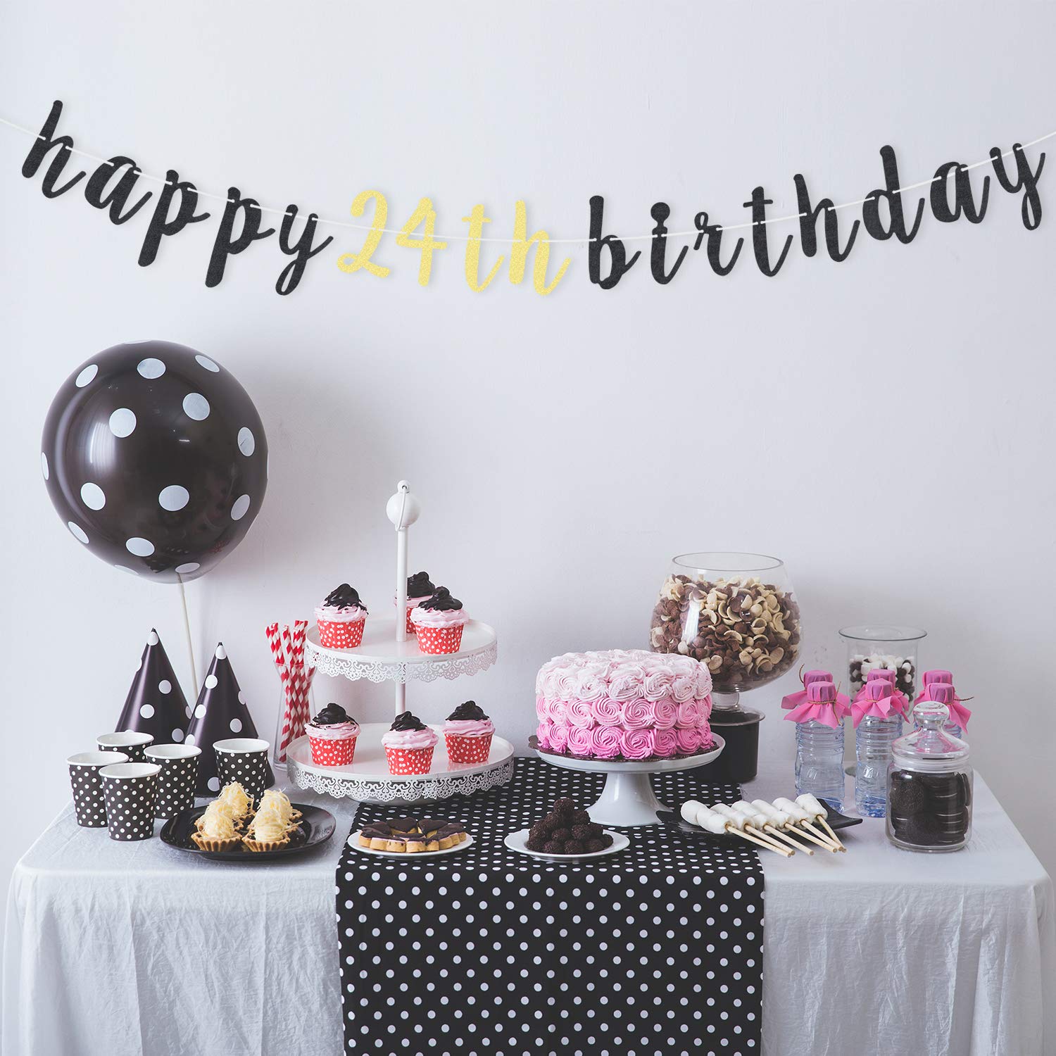 24th Birthday Glitter Garland Banner - 6.7ft Happy Birthday Sign For Party Decor - View #6