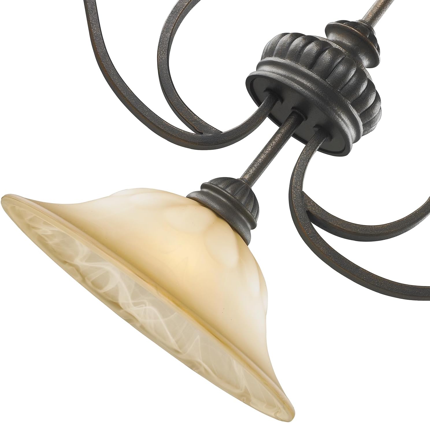 Golden Lighting Mayfair 3 Light Linear Pendant in Leather Crackle with Crème Brulee Glass