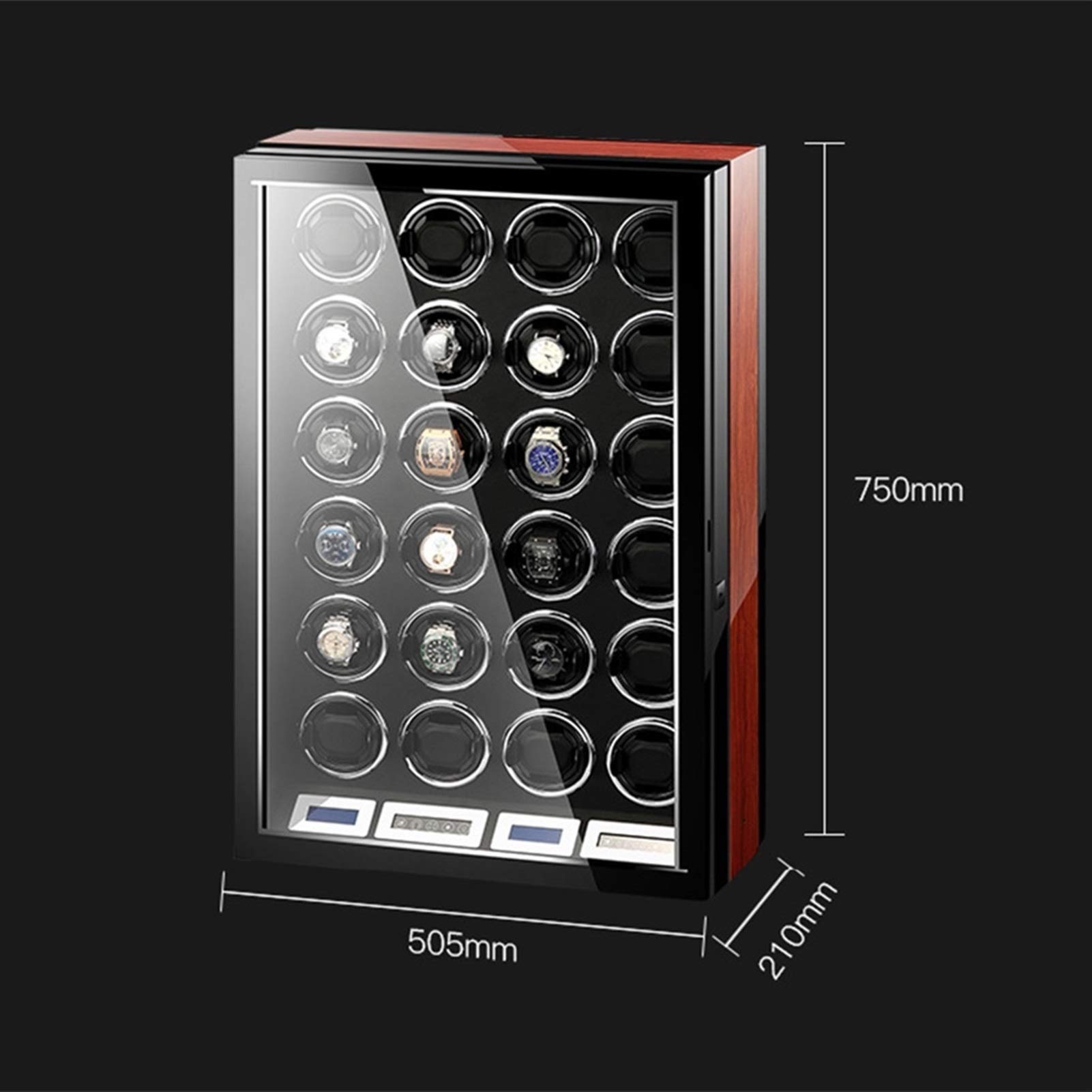 Caricatori per Orologi Automatici con Display LCD Touchscreen, Finitura in Legno, Illuminazione Integrata, vani di Carica alimentati da Un Motore Estremamente Silenzioso.