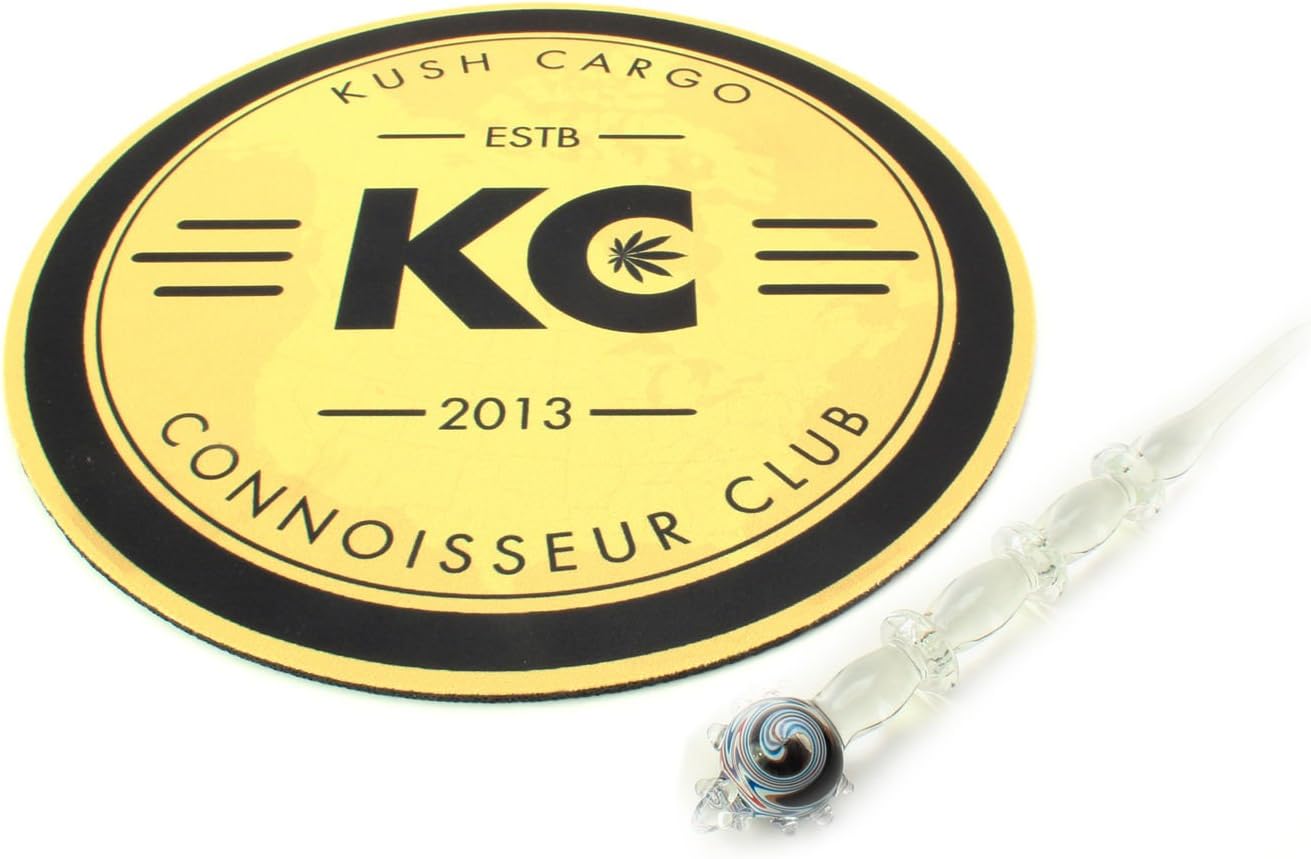 KC Connoisseur Club Glass Pad Round + 6" Glass Wig Wag Wand Assorted Color