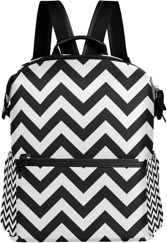 DEYYA Black And White Stripe Seamless Pattern School Backpack