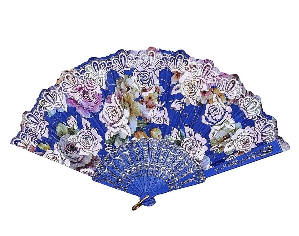Abanico Banquete De Boda Verano Patrón Abanico de Mano Seda Bambú Plegable A Doblado para Iglesia Boda Fiesta Baile Colorido Encaje(A3)