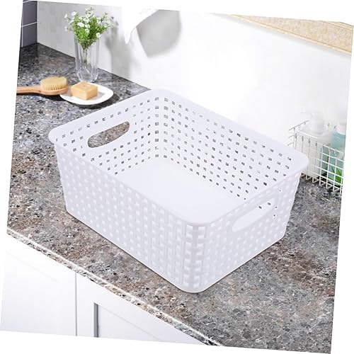 Miniatura 4 de Alipis 2 cestas organizadoras tejidas con borde recortado, cestas de almacenamiento de plástico tejidas de plástico, cestas de almacenamiento para