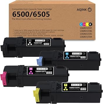 106R01594 106R01595 106R01596 106R01597 Toner Cartridges Replacement for Xerox Phaser 6505dn 6505n 6500dn 6500n Printers, BCMY/4PK