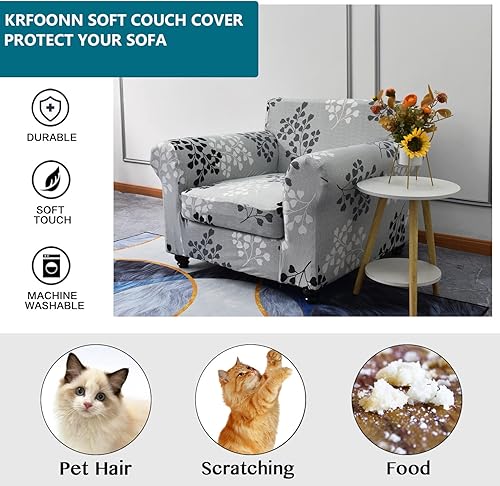 Miniatura 5 de KRFOONN Fundas para silla de 2 piezas con estampado, fundas para sofá, fundas de sofá lavables, fundas protectoras de muebles con parte inferior