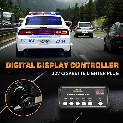 Miniatura 4 de XRIDONSEN 2 barras de luces de emergencia azules de 17 pulgadas, 40 luces LED estroboscópicas para salpicadero, luces interiores delanterastraseras,