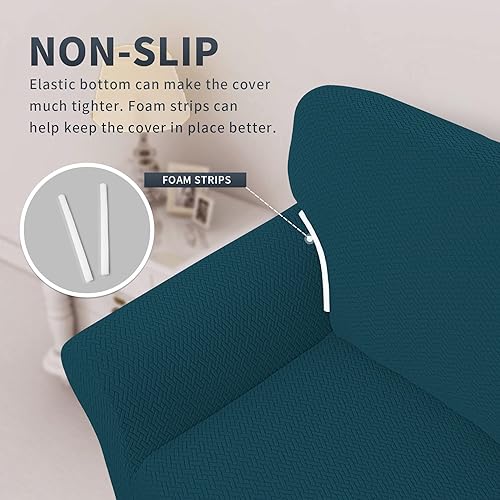 Vista 46 de Easy-Going Funda de sofá reclinable de jacquard elástico, suave de 4 piezas, con lazo elástico, protector de muebles lavable para niños, mascotas