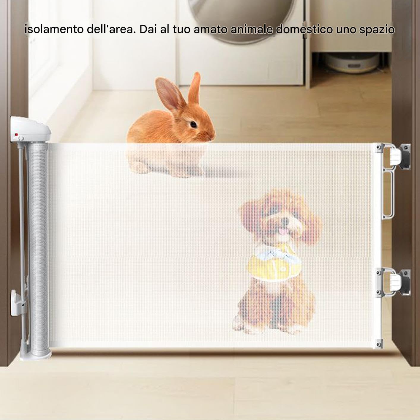Cancello Retrattile per Porte 45x150cm Recinto Di Sicurezza | Barriera Retrattile Per Porta Per Cani E Gatti Per Porte Interni Esterni Scale Casa Bambini Cuccioli