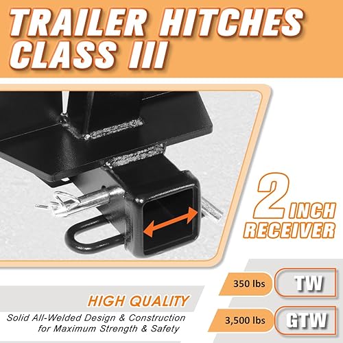 Miniatura 6 de Enganche de remolque clase 3 receptor de 2 pulgadas compatible con Jeep Grand Cherokee 05-10, color negro