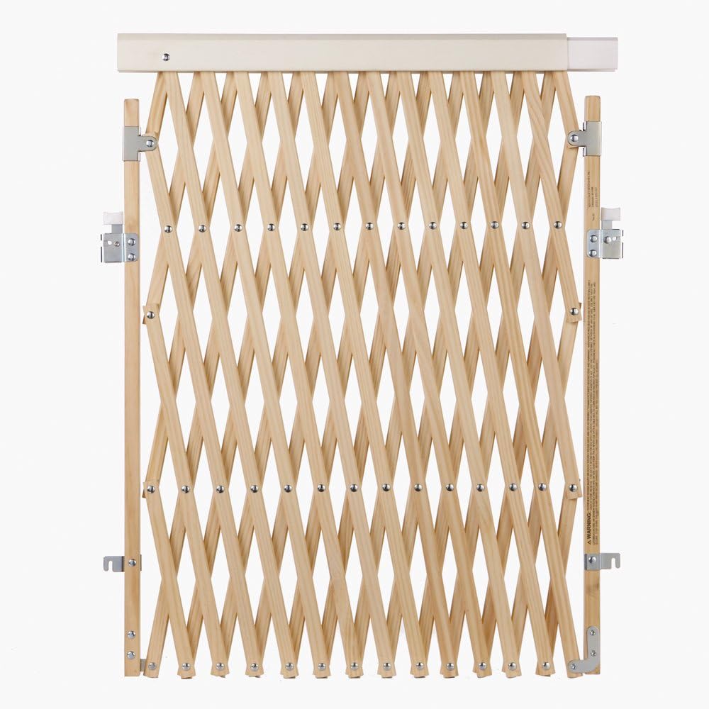 Toddleroo by North States Expandable Swing Wood Gate: Extra Wide Baby Gate Fits 24" - 60" wide. Safety Latch, Hardware Mount. Child Gates for Doorways. Made in USA: (32" Tall, Sustainable Hardwood)
