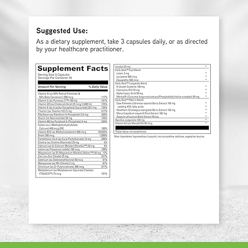 Miniatura 6 de DAVINCI Labs - Daily Best Men - Un suplemento dietético con vitamina B6, vitamina B12 vitamina C, vitamina K2 y más - Vegetariano, sin gluten - 90
