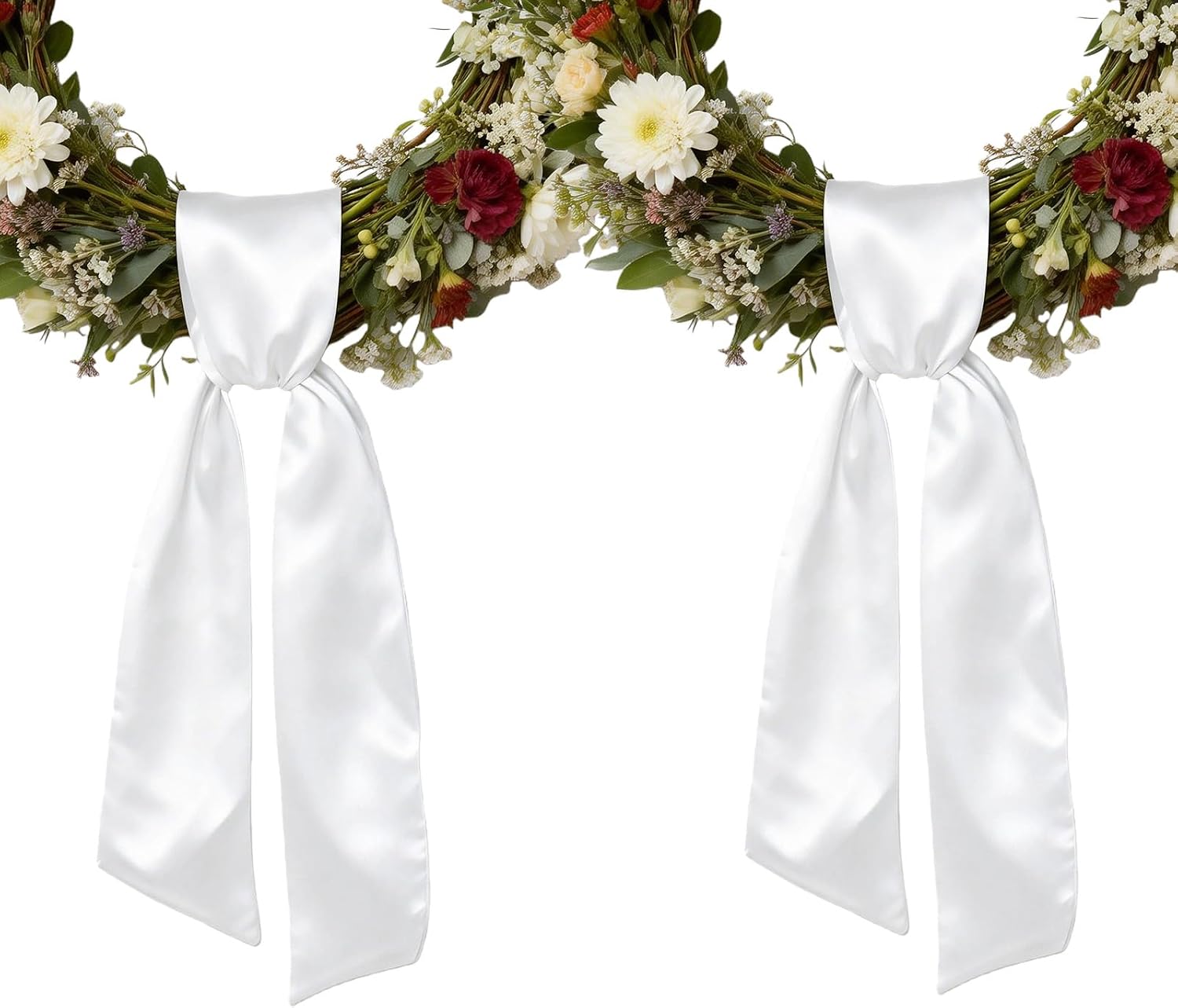2PCS Christmas Wreath Sash for Front Door, 4.7" x 57" Wreath Sash Blank Satin for Front Door for Easter, Weddings, Birthdays, Valentine's Day, Mother's Day and Holidays