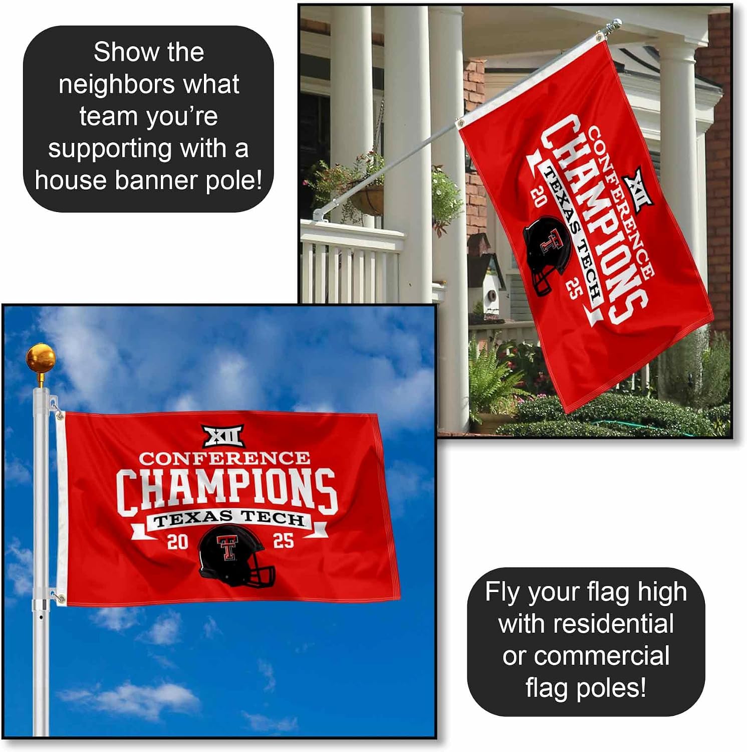 Texas Tech Red Raiders 2025 Big 12 Champions 3x5 Grommet Flag