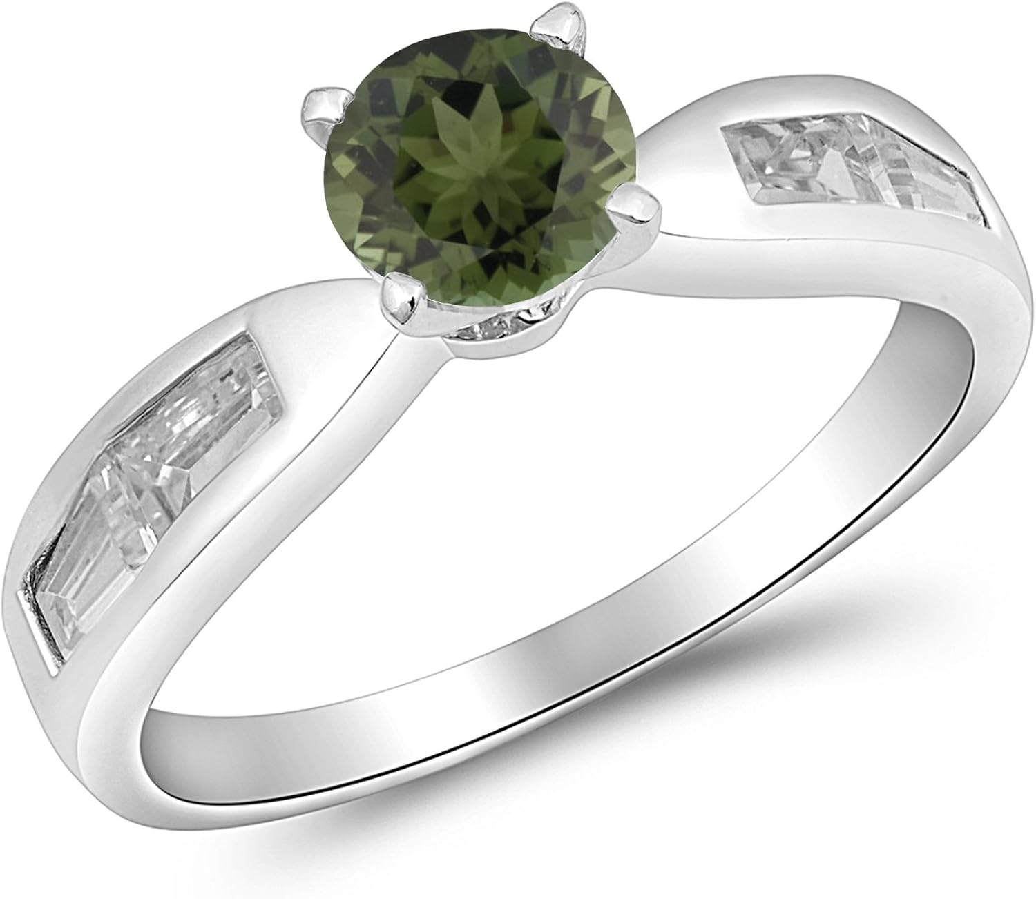 CHOOSE YOUR COLOR Sterling Silver Round Solitaire Ring