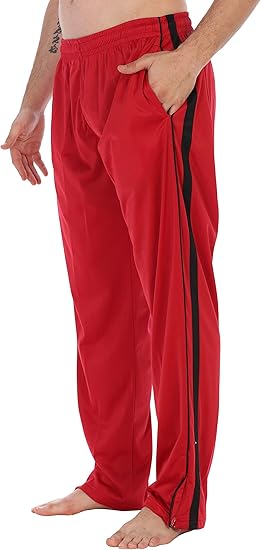 Gioberti Mens Track Running Sport Athletic Pants, Elastic Waist, Zip Bottom