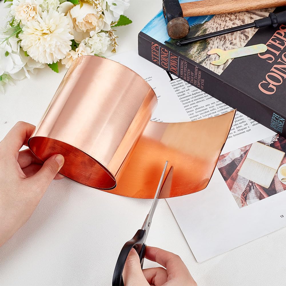 Copper Roll Sheet Copper Thin Foil Roll Brass Foil Sheet Metal Purity Rose Gold Film Brass Foil Copper Sheet Copper Foil Tape Copper Strip Diy Cuttin