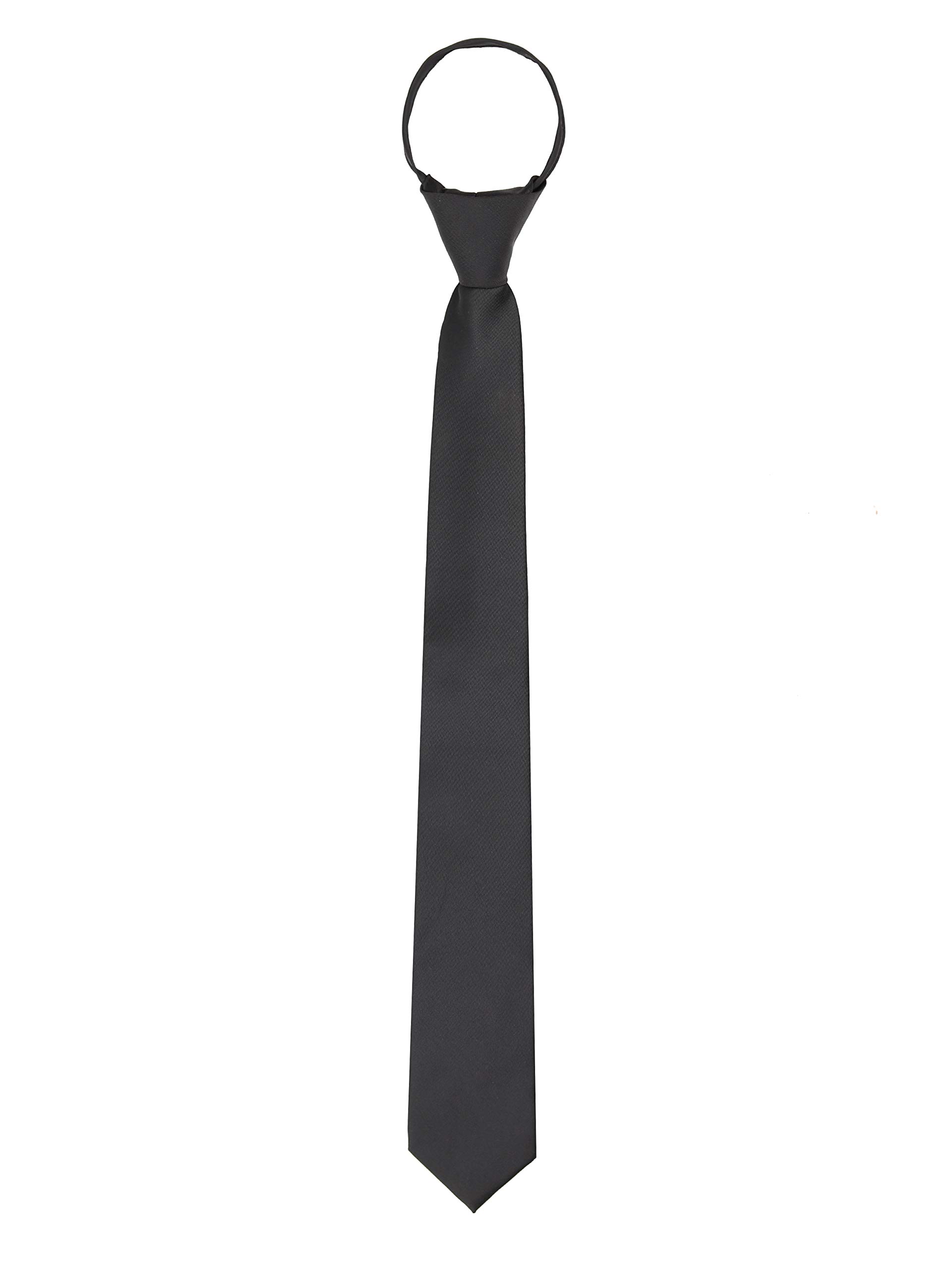 Wanying Men's Black Pre-Tied 6Cm Narrow Necktie For With Zipper Casual Business Length 48Cm