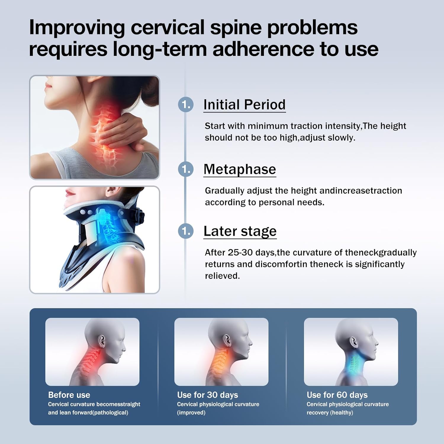 Neck Stretcher Cervical Traction, Adjustable Neck Traction Device, Neck & Shoulder Pain Relief, Neck Brace for Improved Spine Alignment, Used for Home, Office, Outdoor (Black) - Image 4