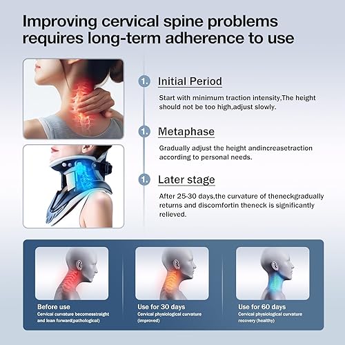 Miniatura 4 de Estirador de cuello de tracción cervical, dispositivo de tracción de cuello ajustable, alivio del dolor de cuello y hombros, soporte para el cuello