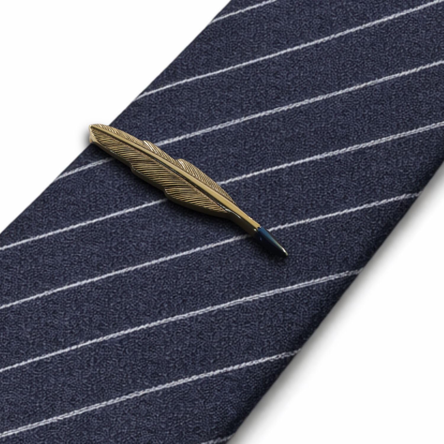 Krawattennadel mit Federkiel, Silber, Gold