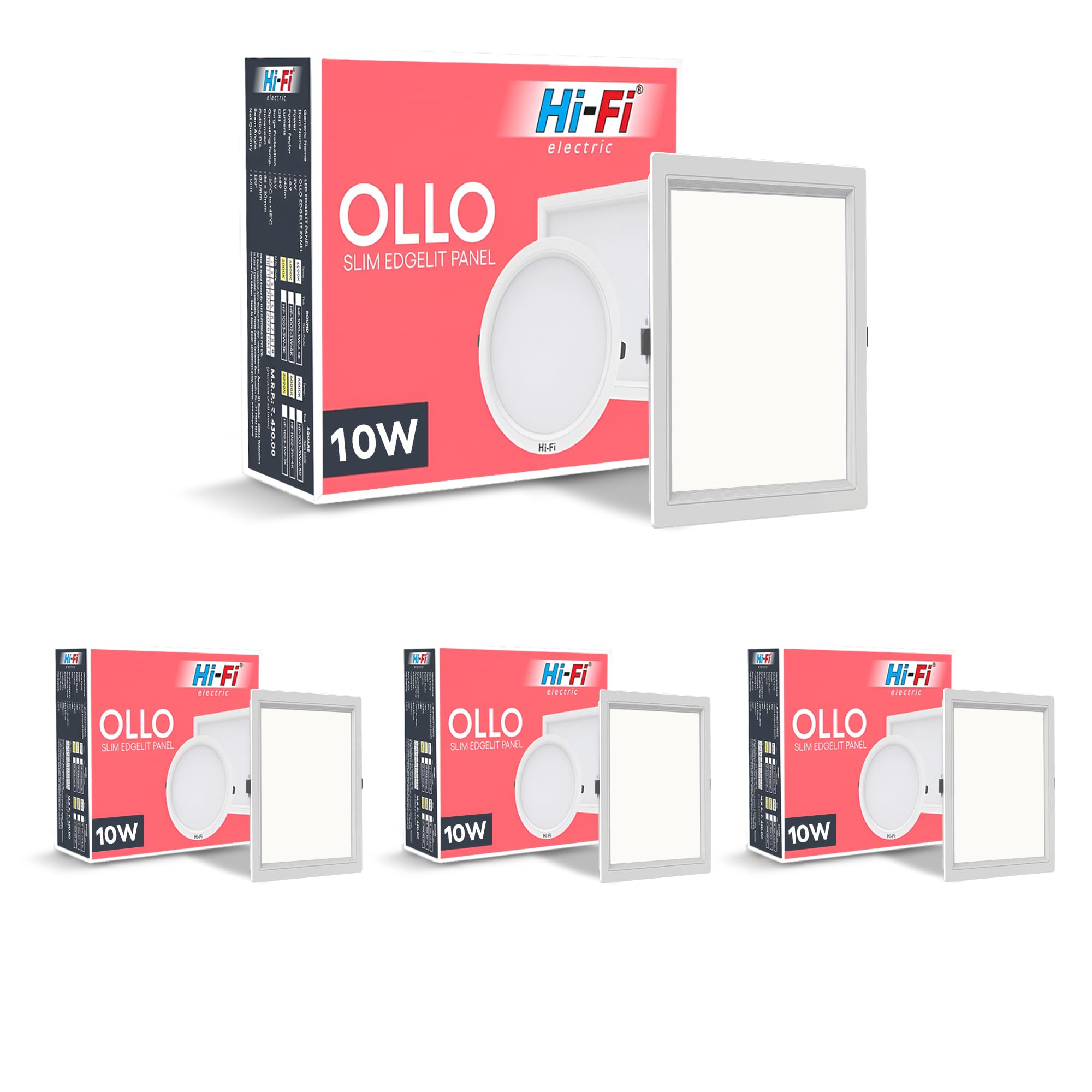 elleys' Hi-Fi OLLO 10 watt Slim EDGELIT Led Panel Light for Celling |Energy Saving | Up to 4 kV Surge Protection |False Ceiling Lights | Natural White Light |BIS Certified |Square led Light_Pack of 4-image-38