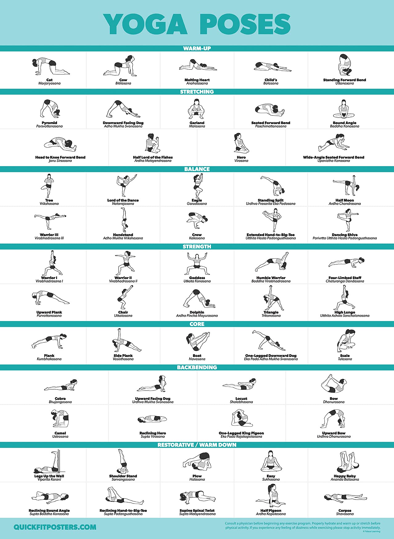 Buy Yoga Poses Beginner Yoga Position Chart English and Sanskrit Yoga Chart English