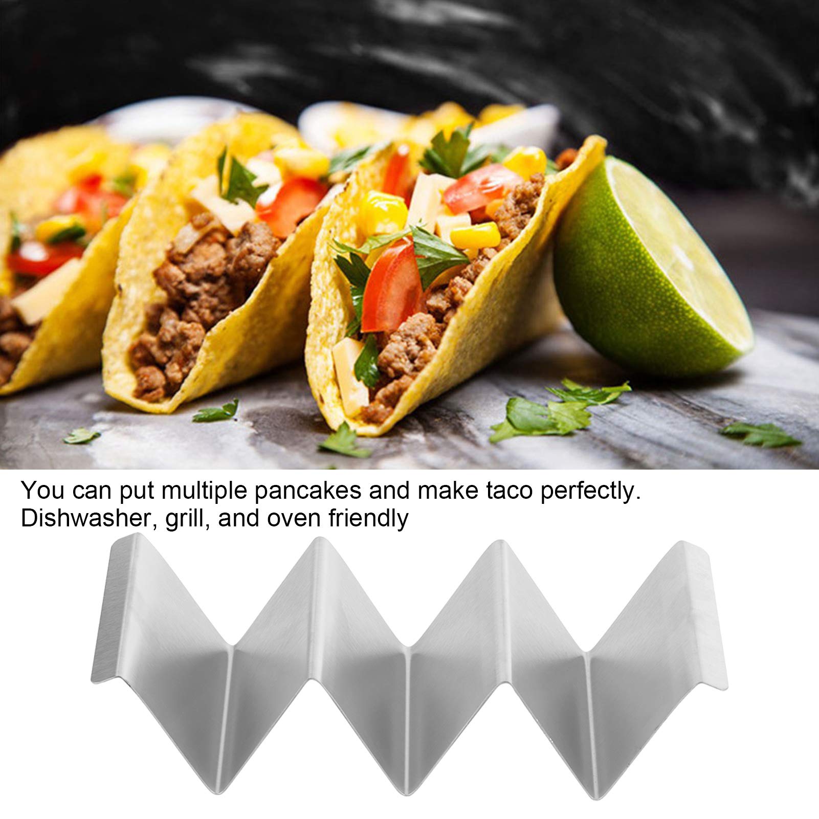 Stainless Steel Taco Holder Stand, 2 Packs Taco Rack Taco Stand Taco Tray Taco Shell Holders Truck Tray Pancake Stand Storage Rack Holders for Restaurant Hotel Home Kitchen (A)