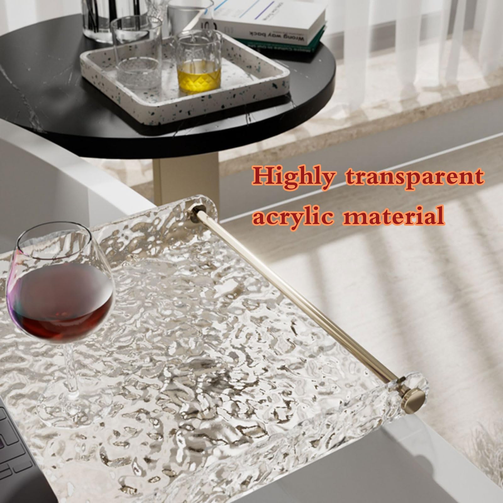 Bandeja de baño transparente impermeable – Estante de plástico para bañera, estante para velas, copas de vino, libros, teléfono, accesorios de bañera elegantes para relajarse