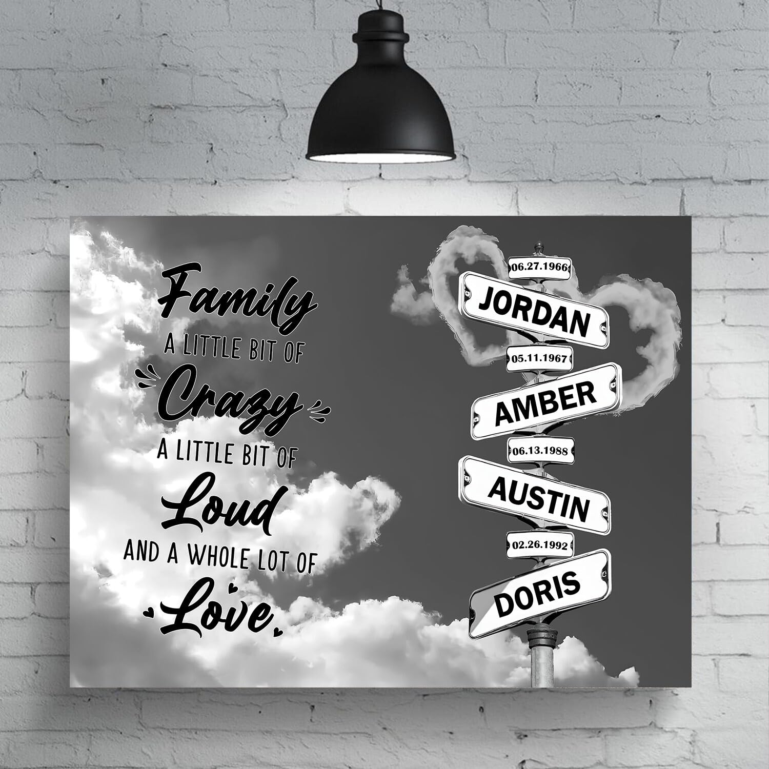 Custom Family Sign Canvas, Name And Date Poster For Family, Personalized Canvas Vintage Gift, Crossroads Gifts For Living Room, Crossroads Street Gift