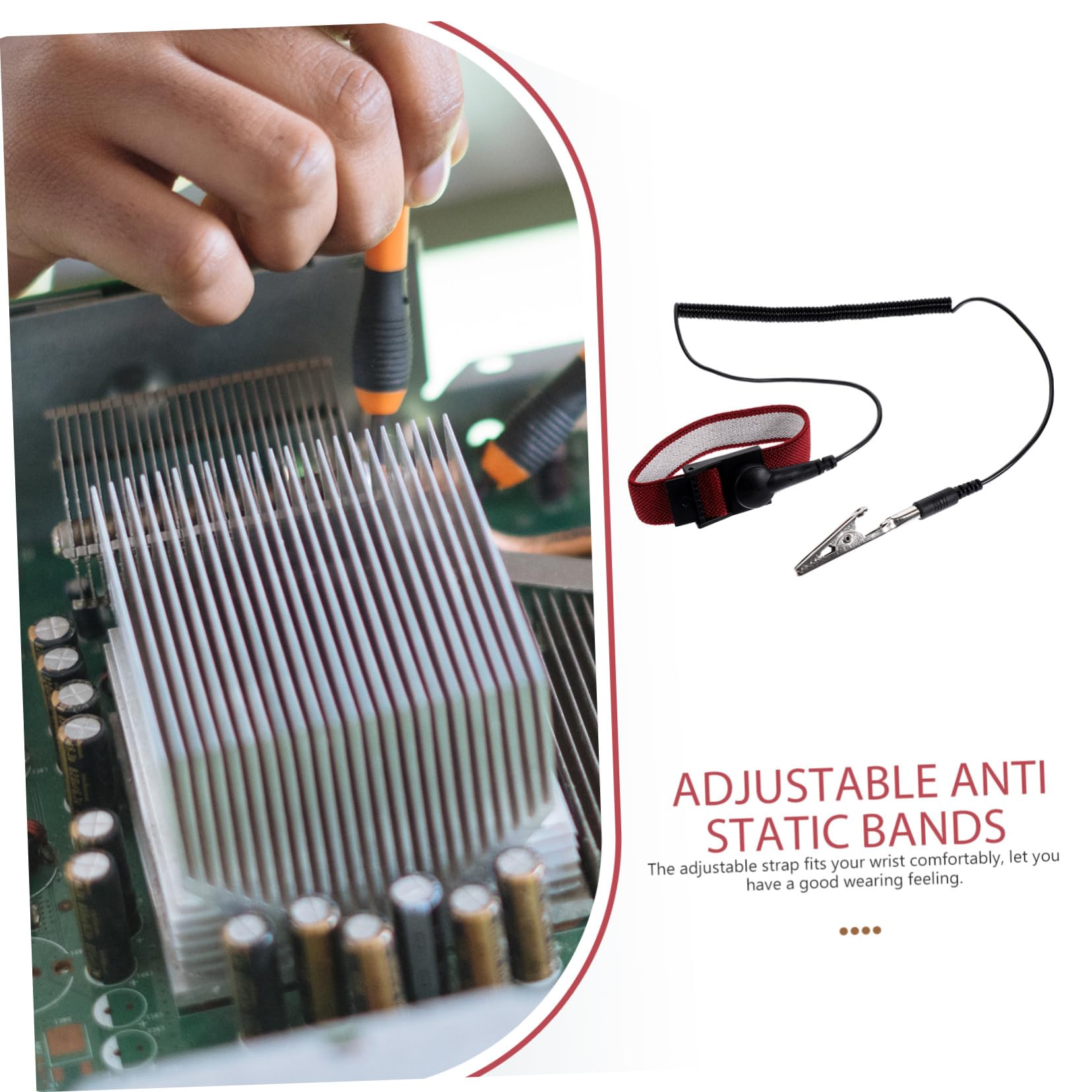 VILLFUL 5pcs Anti Static Wrist Strap Band Anti Static Wristband with Grounding Wire Grounding Wrist Strap ESD Wrist Straps Anti Static Bracelet Stainless Steel