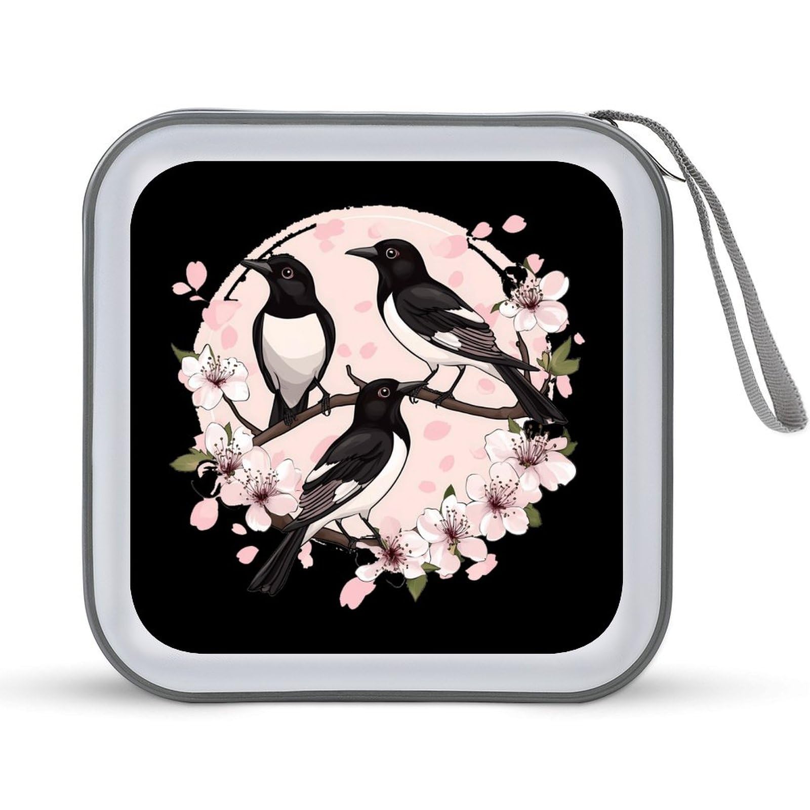 Magpie Birds On A Branch CD Case Portable DVD Holder Storage Organizer for Home Travel