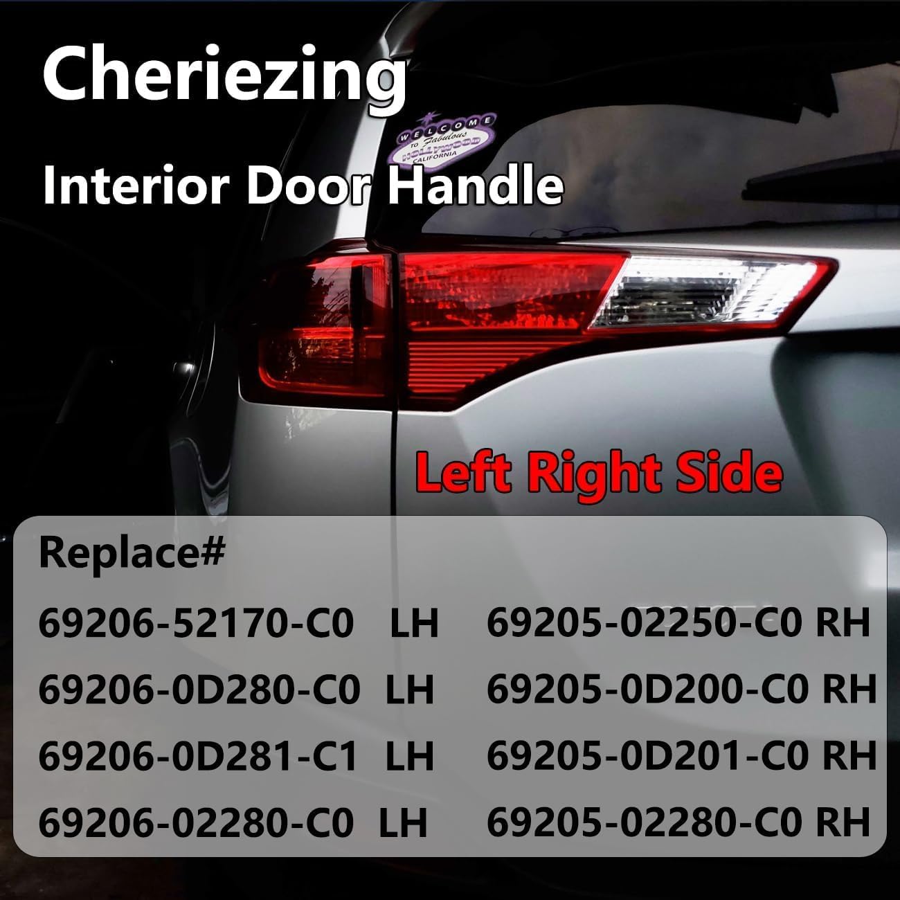 Cheriezing Inside Interior Door Handle Compatible with Toyota 2014-2019 Corolla, 2012-2018 Prius C Yaris - Black House Chrome Lever Black Button - Left and Right Side 1 Pair
