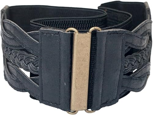 Miniatura 7 de eVogues - Cinturón de cintura ancha trenzado elástico retro