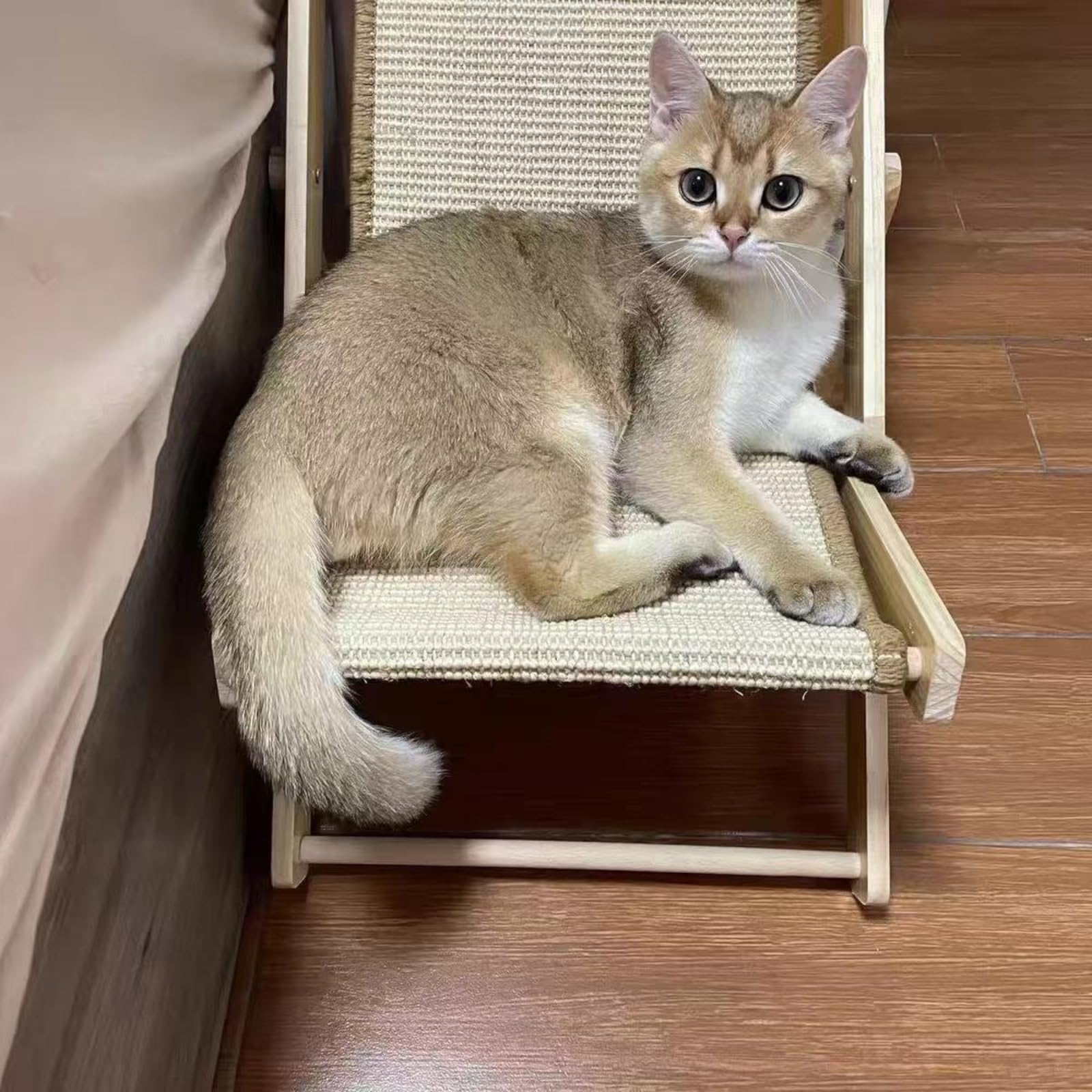Cuccia Regolabile per Gatti, Poltrona per in Sisal, Amaca Pieghevole per Gatti, Capacità di Carico di 10 kg, Regolabile su 4 Livelli, per Cani di Piccola Taglia, Piccoli Animali