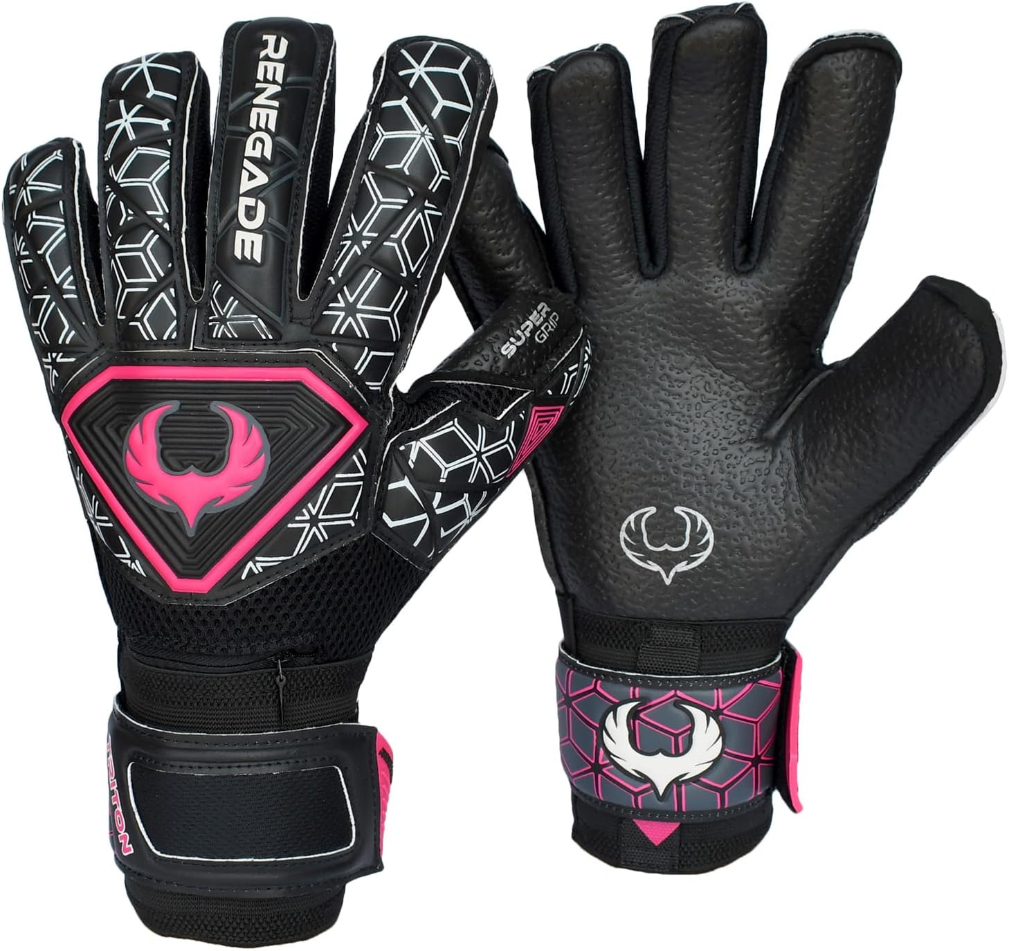 Renegade GK Triton Goalie Gloves - Adult, Youth, Kids (Sizes 5-11, 3 Styles, Level 2) Pro-Tek Fingersaves & Durable 3.5+3MM Super Grip | Goalkeeper Glove for All-Around Play | Based in The USA