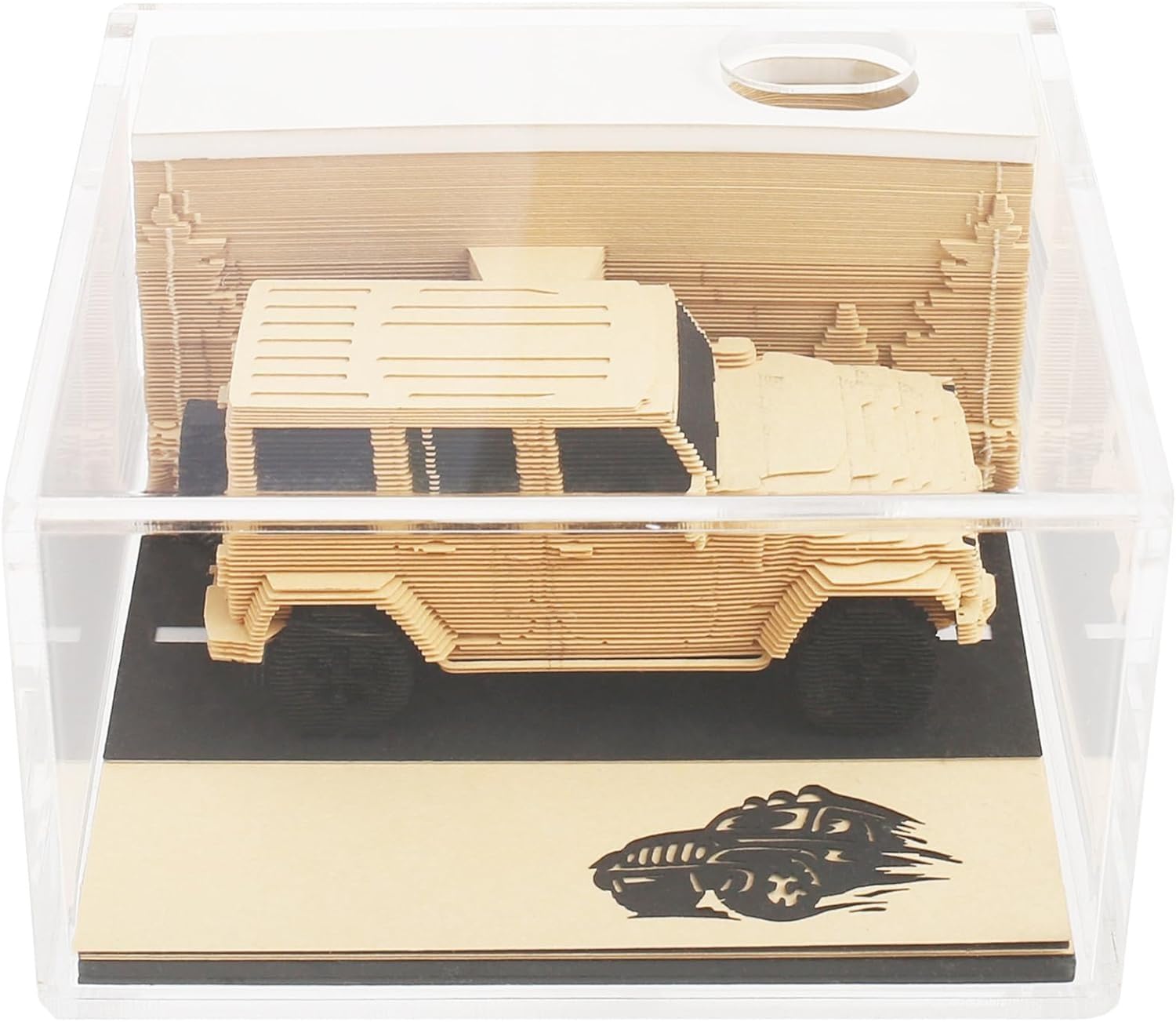Czas części kalendarza, kalendarz komputerowy 3D 2025 ze światłem LED kalendarz artystyczny 3D kalendarz 3D papier rzeźba sztuka notatnik prezent do dekoracji komputera