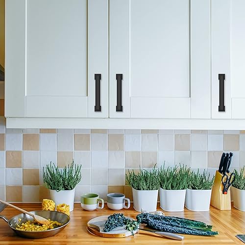 Miniatura 4 de Asidrama Paquete de 10 manijas de gabinete de cocina de color negro mate de 3.75 pulgadas (3.780 in), accesorios de gabinete de cocina para