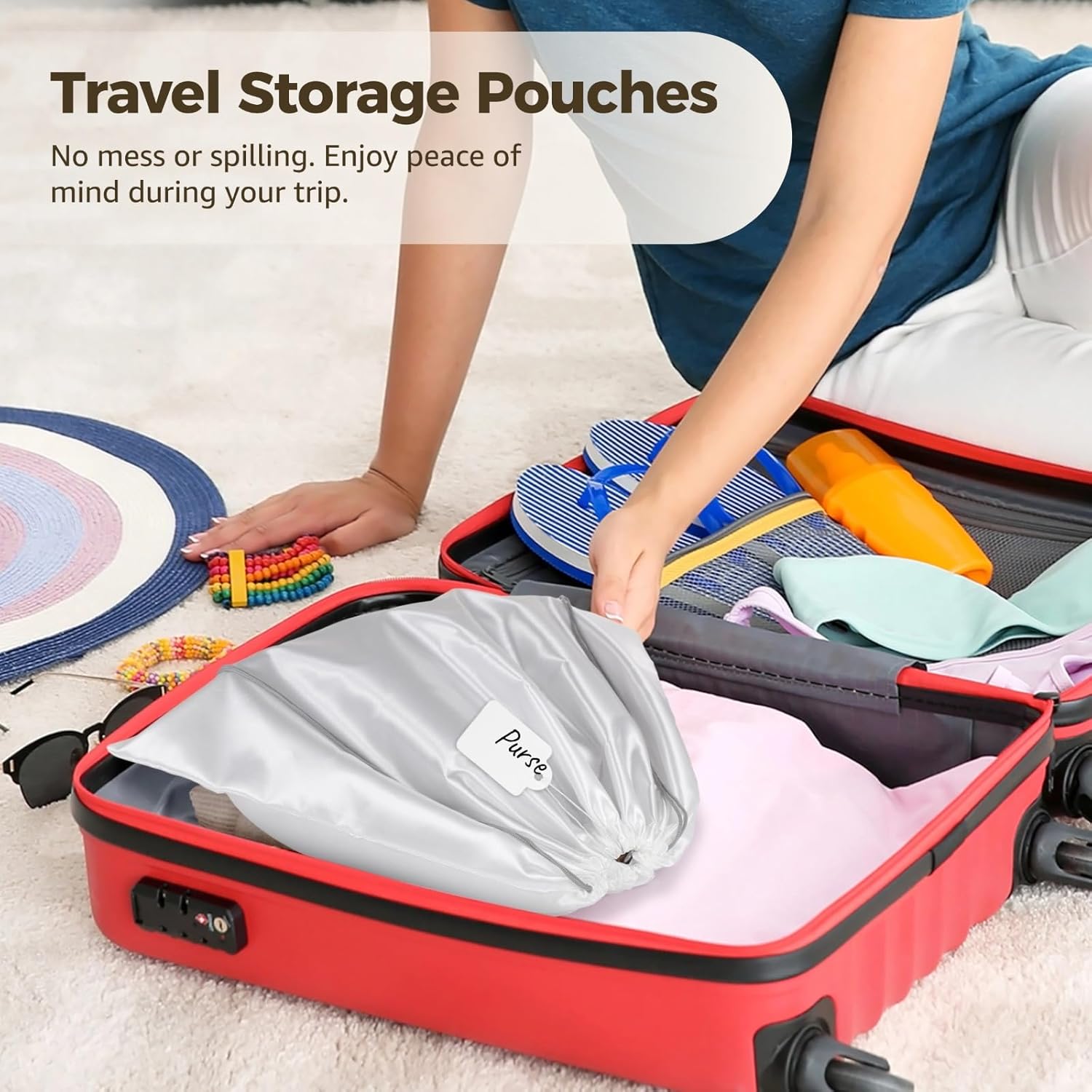 20 Pcs Dust Bags for Handbags and Purses, Large Drawstring Pouches for Storage and Travel, Dustproof Satin Drawstring Bags with Blank Labels, Ideal for Bags, Shoes, Boots, 19.7 x 15.7"
