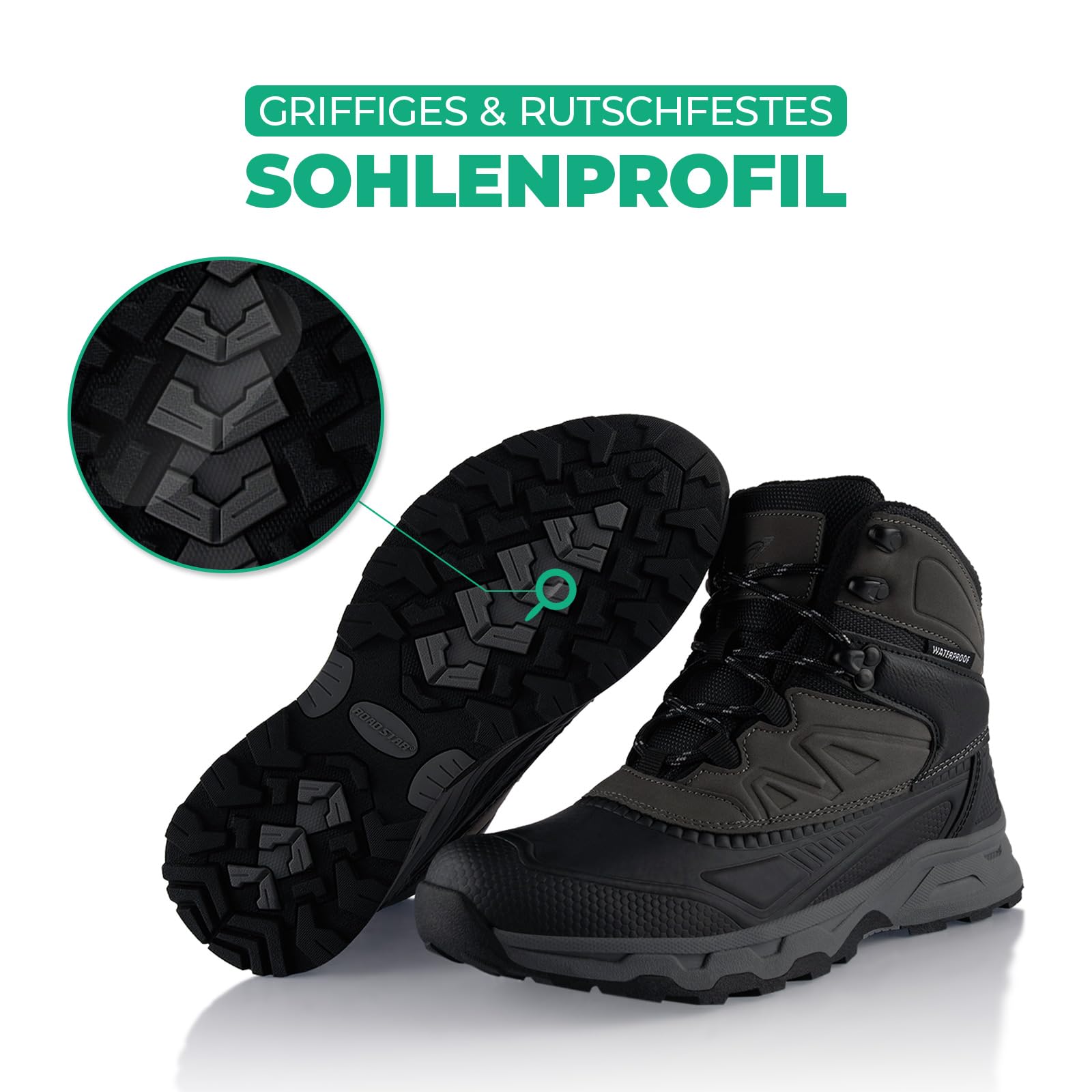 Fusskleidung® Damen Herren wasserdichte Stiefel warme Winterschuhe