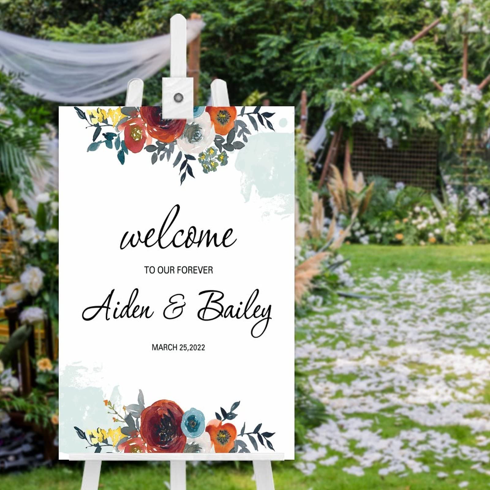 Panneau bienvenue bois mariage rustique pour une cérémonie en plein air chic
