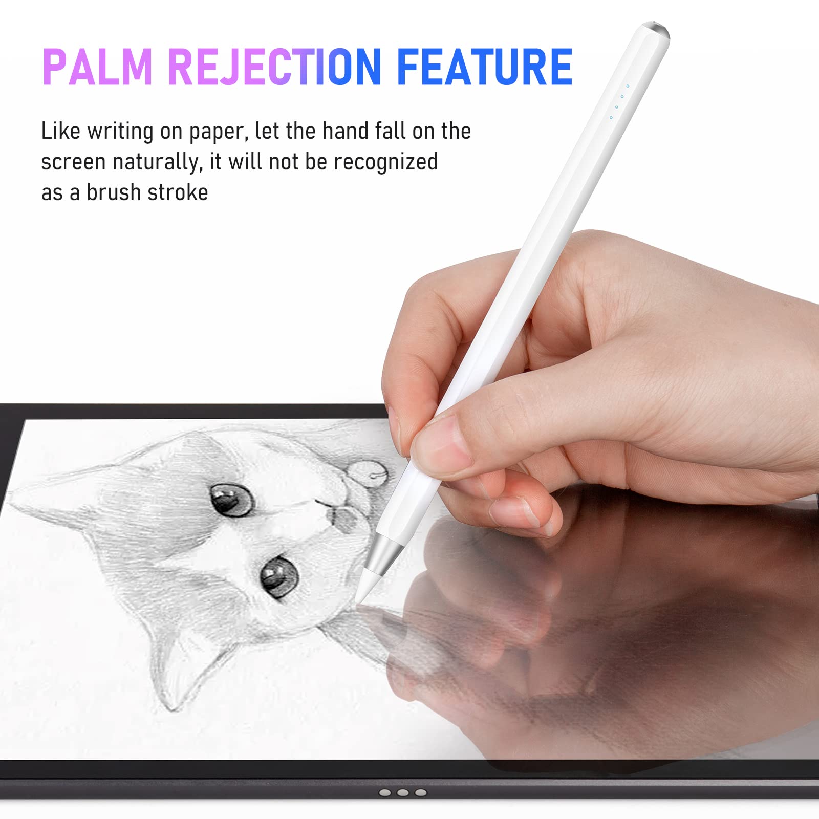Stylet 2e Génération Pour IPad (2018-2020) Avec Détection D'inclinaison Et Aimant - Compatible IPad Pro, Air, Mini