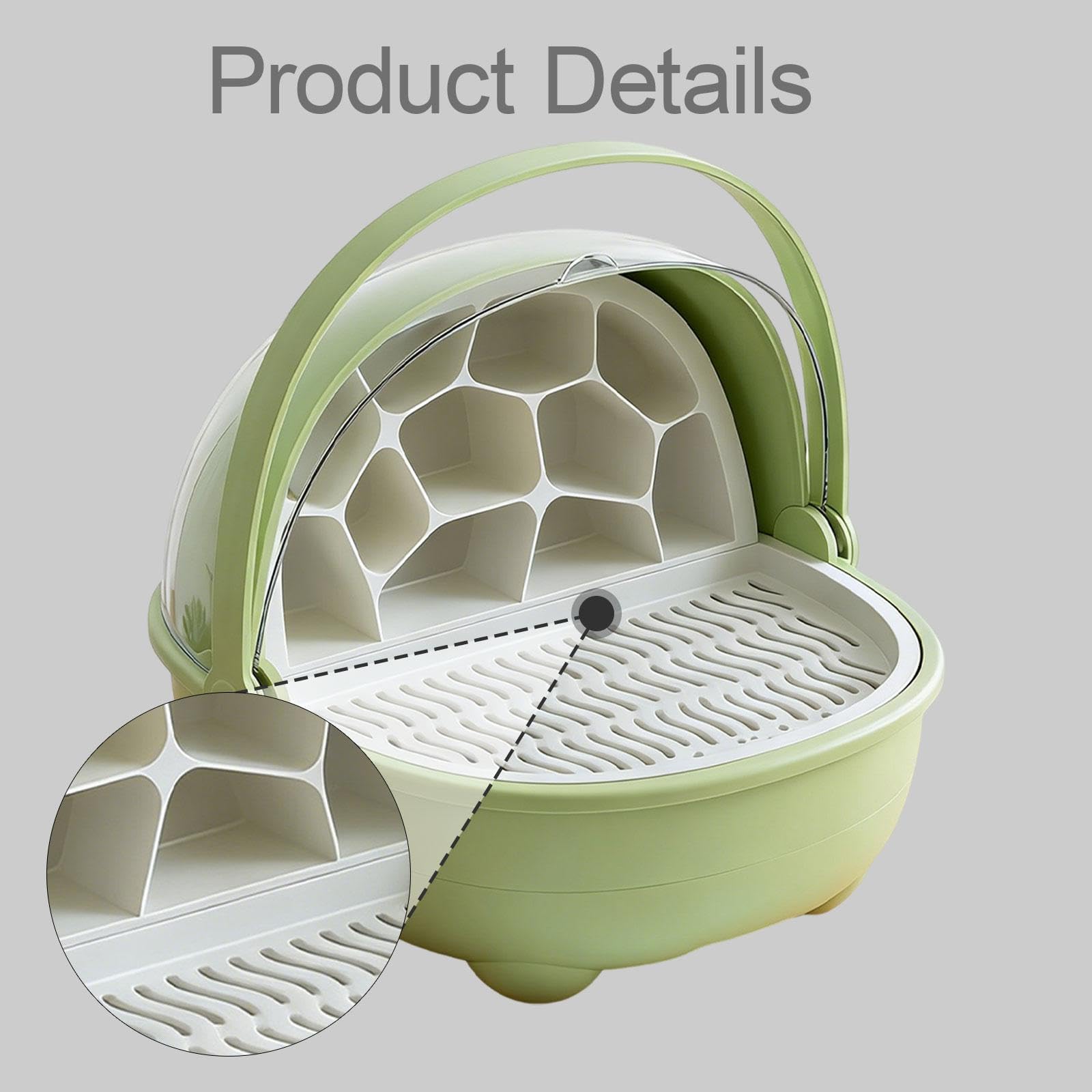 Milageto Boîte d'élevage pour bébés vers à Soie, Cage avec poignée, incassable, pour Reptiles, Contenant d'élevage, Vert