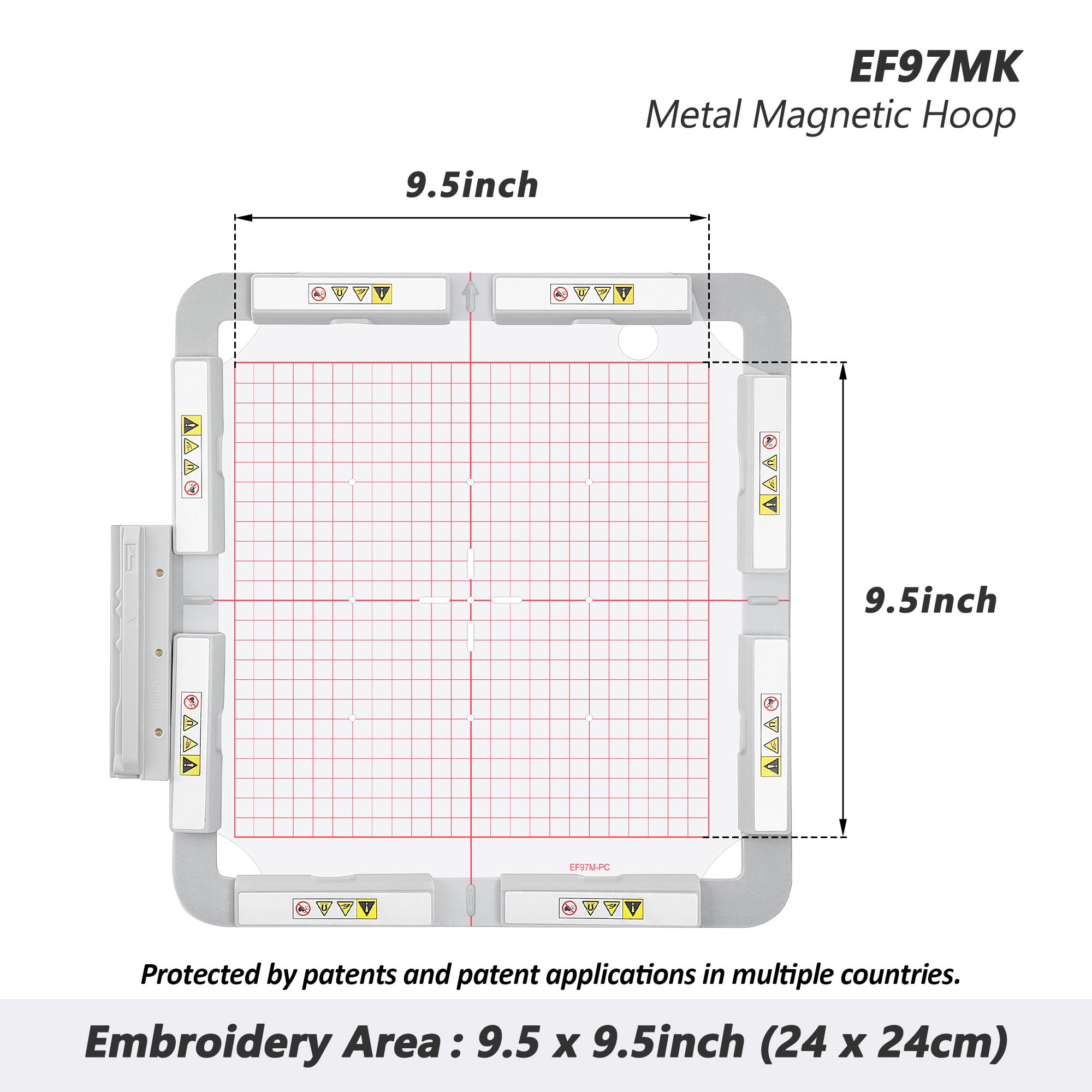 Sew Tech Magnetischer Stickrahmen für Brother Innovis Luminaire XP1 Dream Machine XV8500D Babylock Solaris Meridian Altair Destiny Destiny Ⅱ Solaris Vision Machine, 24,1 x 24,1 cm Mighty Snap