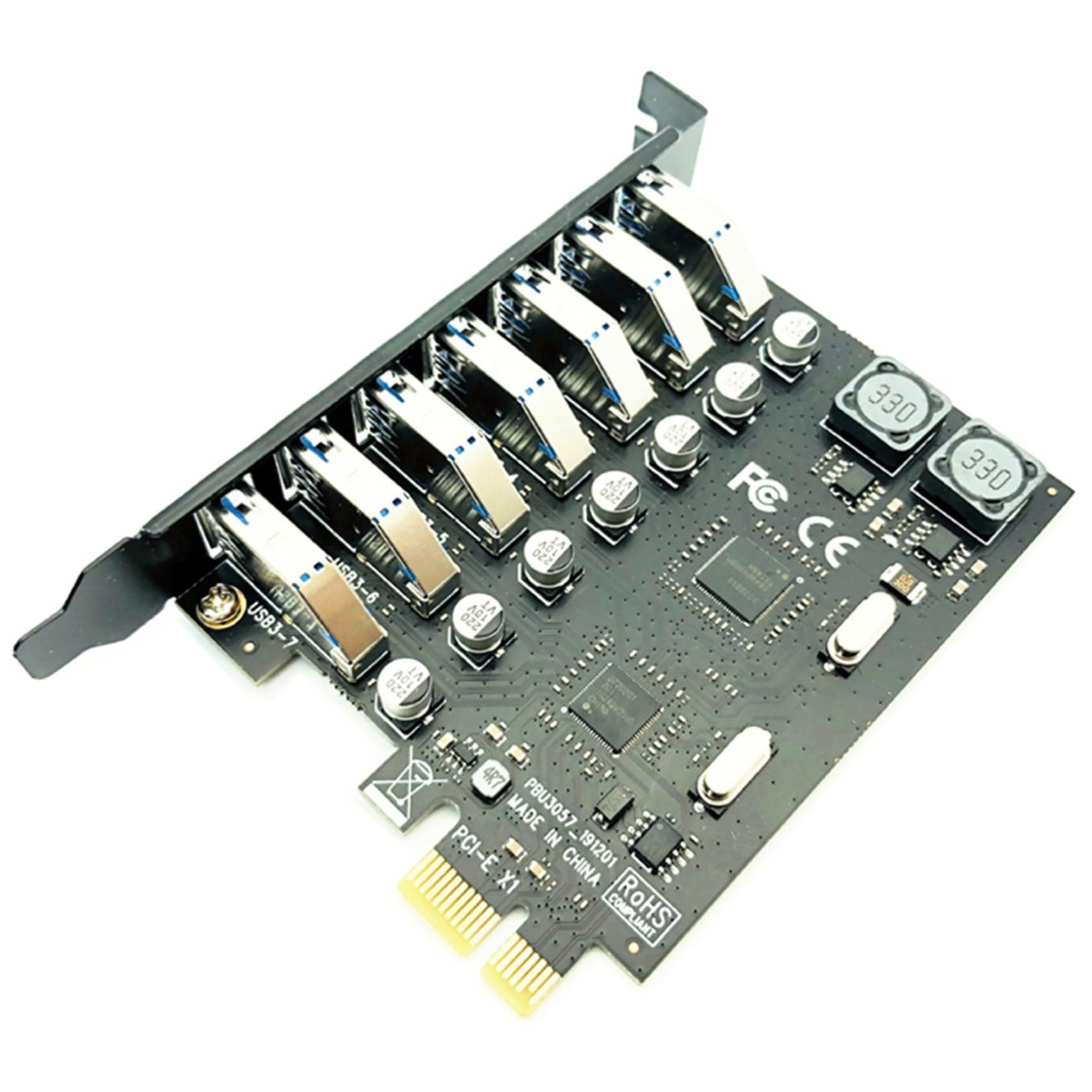 5 x adapter karty rozszerzeń USB 3.0 PCI-E 7 portów adapter koncentratora zewnętrzny kontroler PCI-E przedłużacz karta PCI Express